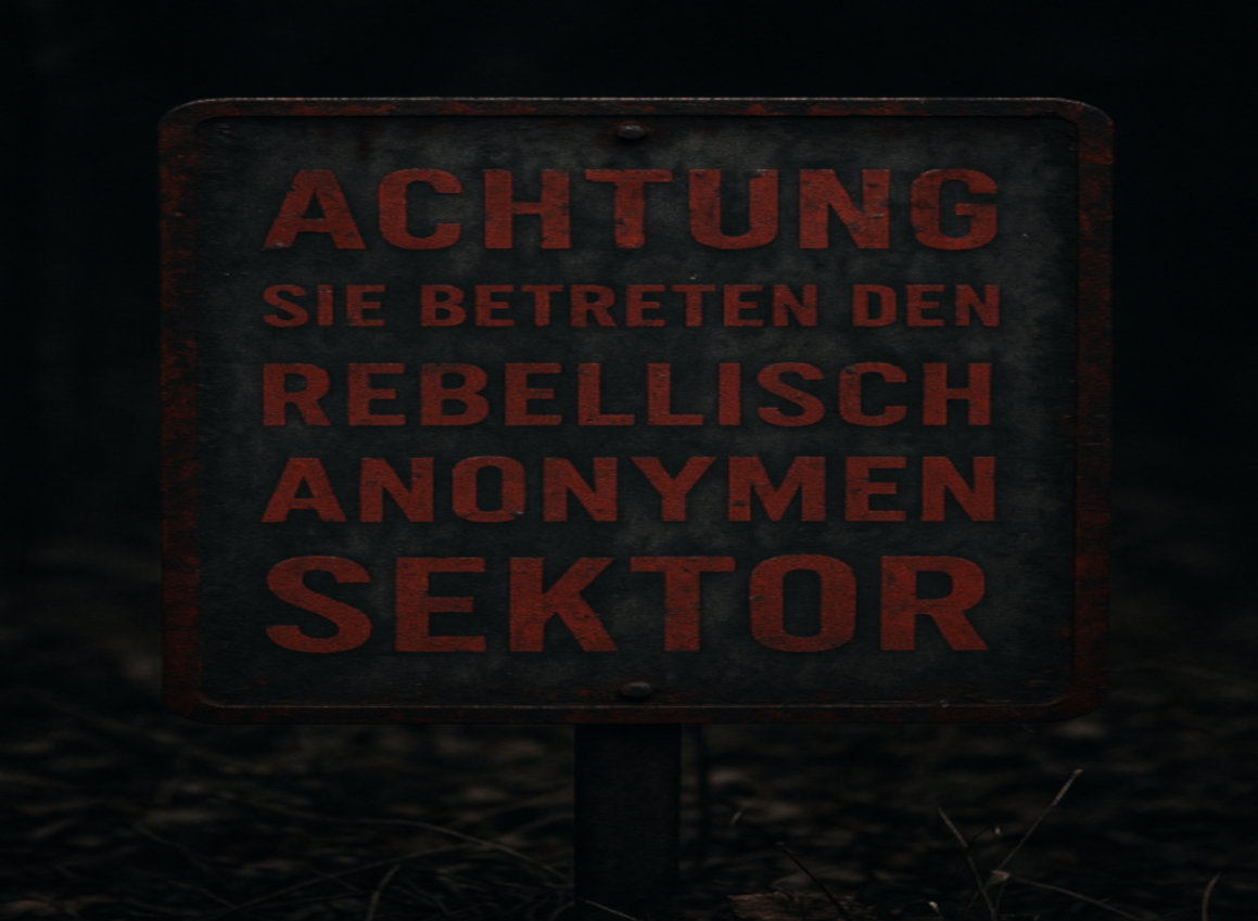 Warnschild DDR-Grenze, Symbol für den Eintritt in den Rebellischen Sektor